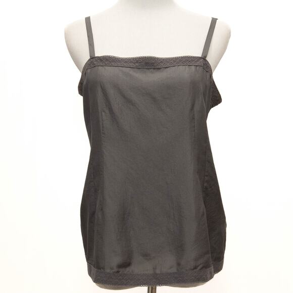 Eileen Fisher Gray Silk Lace Trim Cami Size Medium - Picture 1 of 10